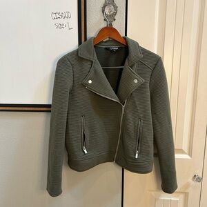 Ci Sono Women's Ribbed Olive Leather Jacket